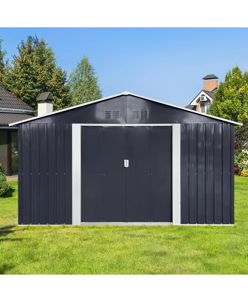 Streamdale Furniture Metal garden sheds 11.2ftx10.6ft outdoor storage sheds Grey with window