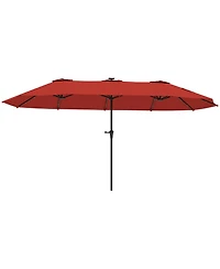 Outsunny 13' Double-Sided Patio Umbrella with Solar Lights and Crank