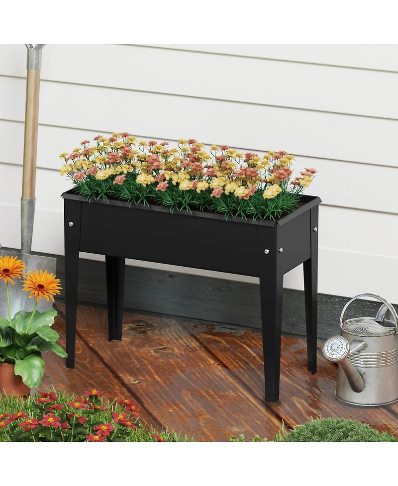 Raised Garden Bed Elevated Metal Planter Box with Legs Drainage Holes Gardening Box