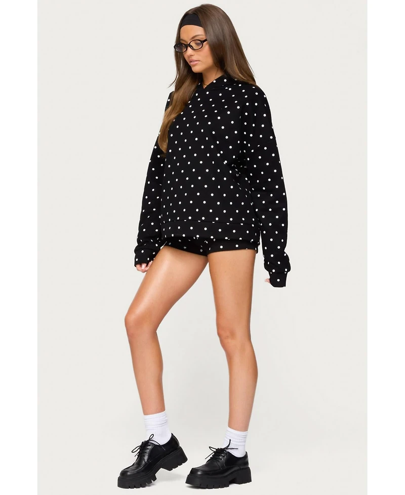 Edikted Womens Chelsie Polka Dot Foldover Shorts