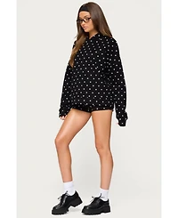 Edikted Womens Chelsie Polka Dot Foldover Shorts