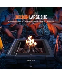 Slickblue Square Steel Fire Pit Ring Liner – Heavy-Duty Outer Liner for Diy Campfire and Backyard Fire Pits