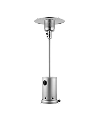 Slickblue Hammered Finish Tall Propane Heater with Integrated Table – Elegant Outdoor Heating Solution for Patio or Garden