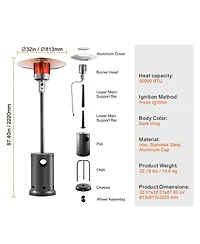 Slickblue Hammered Finish Tall Propane Heater with Integrated Table – Elegant Outdoor Heating Solution for Patio or Garden