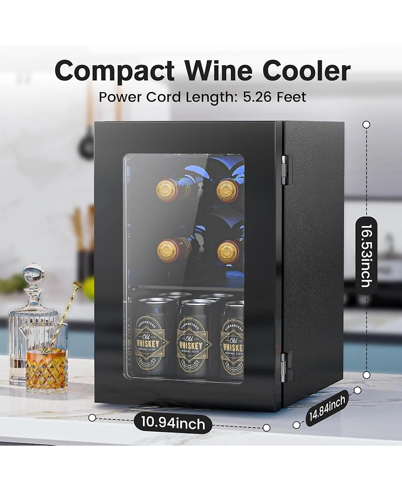 Cowsar 24 Cans Mini Fridge Cooler, Beverage Refrigerator Countertop Drink Cooler for Soda, Canned Beer, Adjustable Digital Temperature Control for Hom