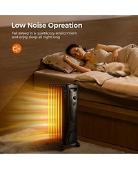 Cowsar Portable Electric Radiator Heater, Oil Filled with 3 Heat Settings, Adjustable Thermostat, Overheat & Tip-Over Protection For Indoor Use, 1500W