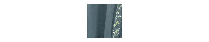 Kate Aurora Complete 5 Pc Window a Bag Embroidered Floral Country Flax Sheer Curtain & Valance Set