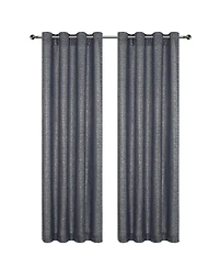 Kate Aurora Glam Chic Living 2 Pack Metallic Foil Sparkle Slub Sheer Grommet Top Curtain Panels