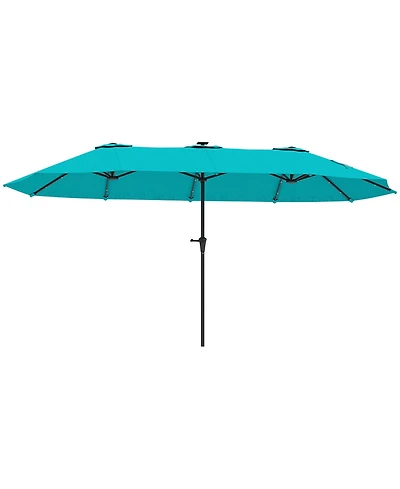 Outsunny 13' Double-Sided Patio Umbrella with Solar Lights and Crank