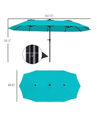 Outsunny 13' Double-Sided Patio Umbrella with Solar Lights and Crank
