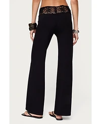 Edikted Women's Kirsty Crochet Waist Knit Pants