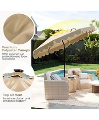 Gymax 9.3 Ft Solar Patio Umbrella w/ 32 Led Lights & Vented Top Ruffles