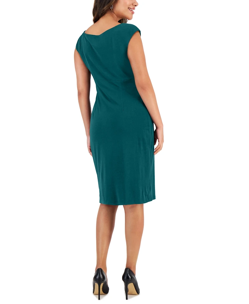 Connected Petite Beaded-Neckline Sheath Dress