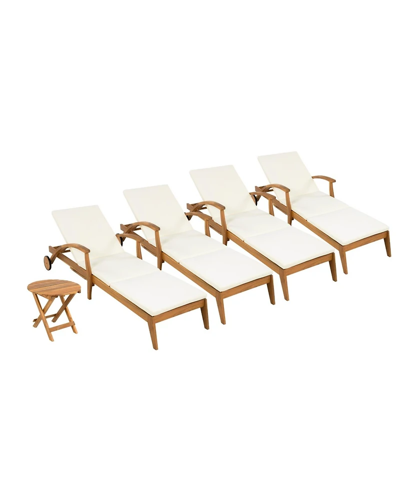 Streamdale Furniture Acacia Wood Chaise Lounge - Adjustable Wheeled 800lb Capacity