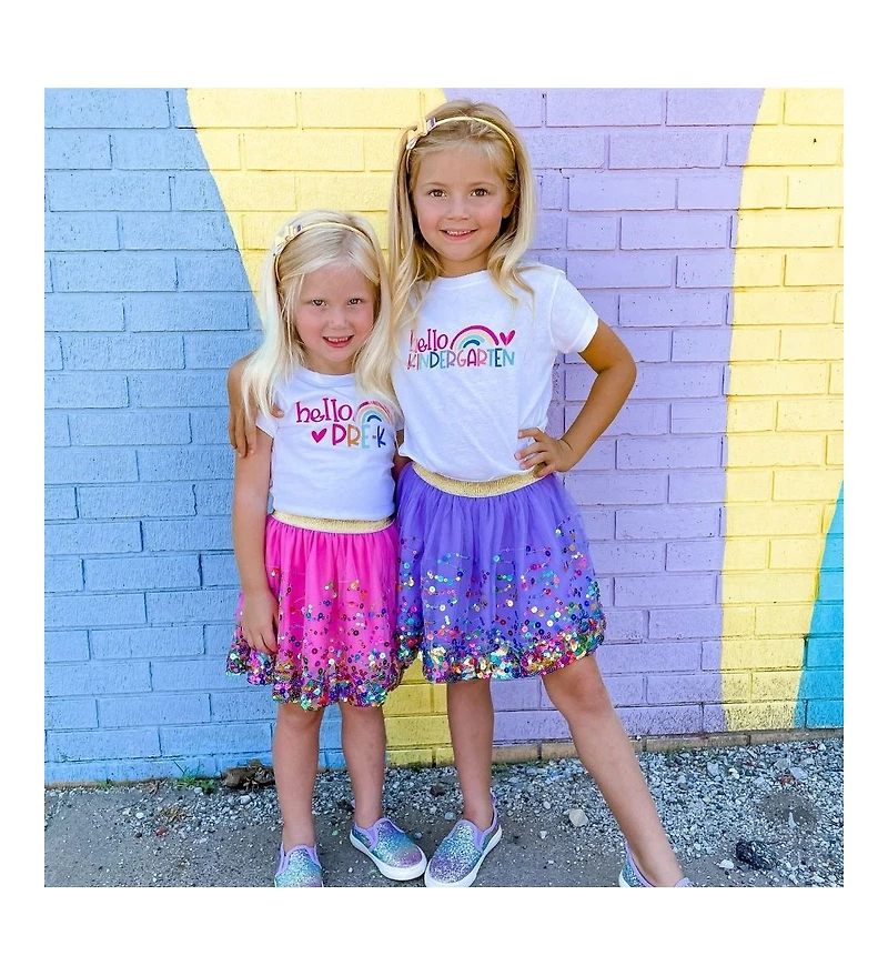 Sweet Wink Little and Big Girls Hello Kindergarten Short Sleeve T-Shirt