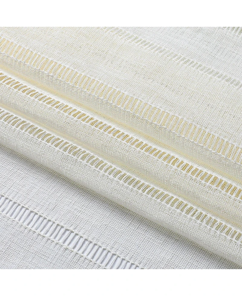 Kate Aurora Modern Chic Complete 4 Piece Striped Sheer Kitchen Curtain Tier & Valance Set - Beige