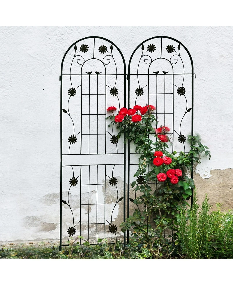 Streamdale Furniture 2 Pack Metal Garden Trellis 71" Rustproof Black