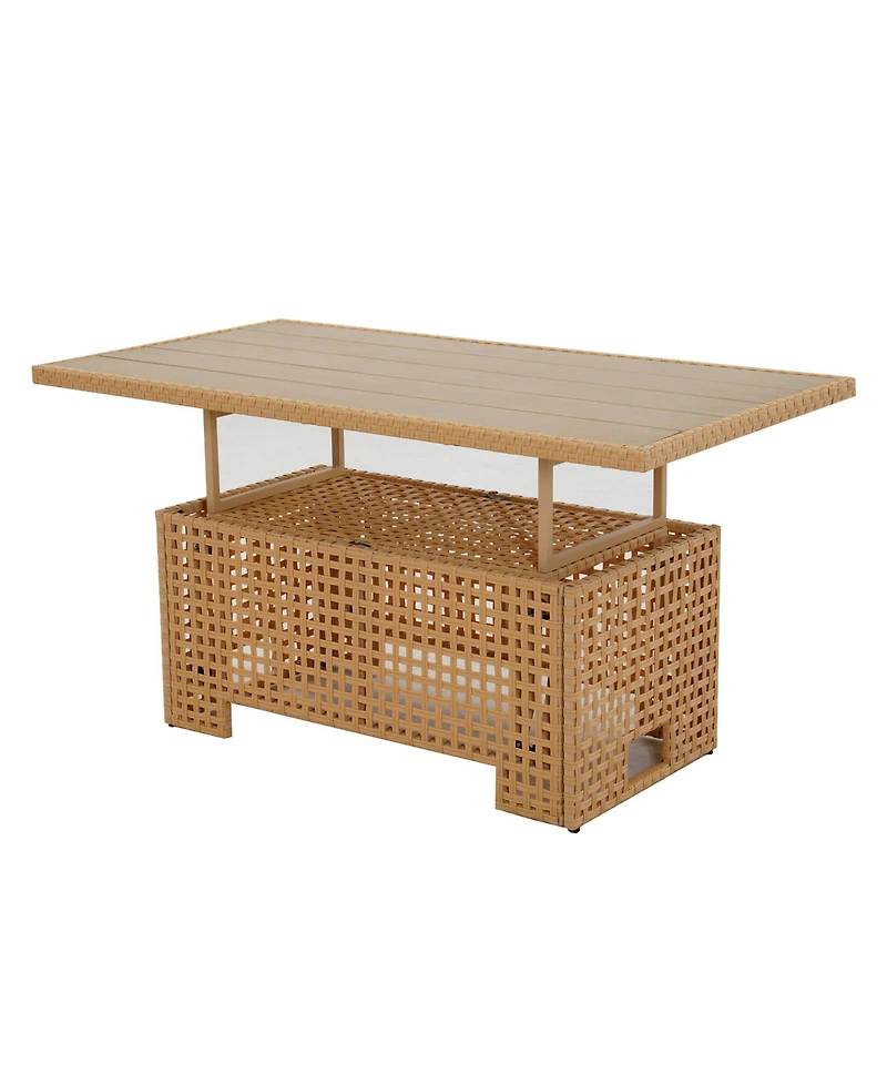 Mondawe Outdoor Multi Functional Lifting Table,W/ Integrated Storage,Desktop Height Adjusted Freely