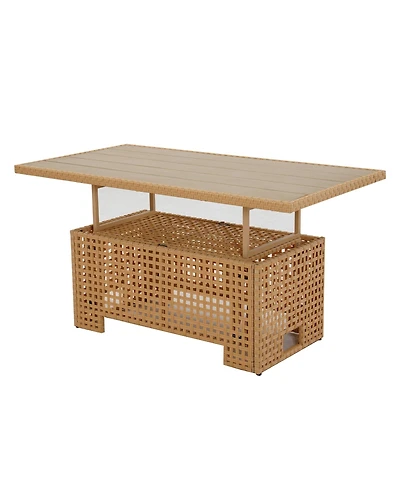 Mondawe Outdoor Multi Functional Lifting Table,W/ Integrated Storage,Desktop Height Adjusted Freely