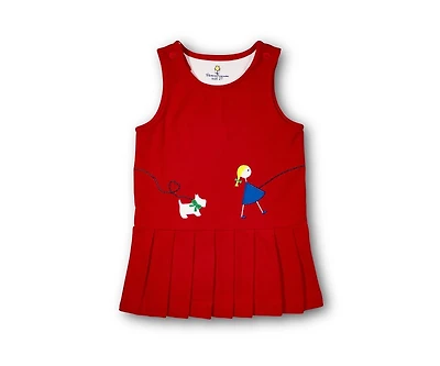 Florence Eiseman Toddler Girls Pique Knit Jumper With Walking Dog