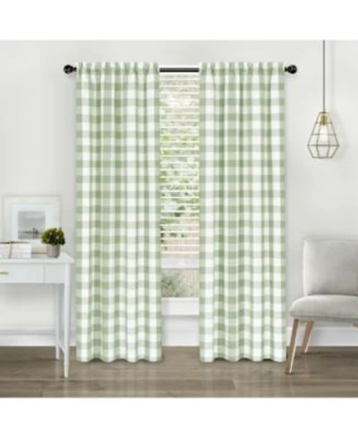 Kate Aurora Modern Farmhouse 2 Piece Large Buffalo Plaid Check Rod Pocket Curtains 84 In Baby Blue