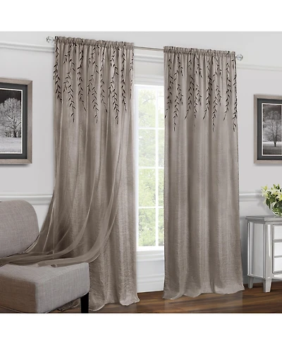 Kate Aurora Traditional Home 2 Pack Double Layered Embroidered Floral Sheer Curtains