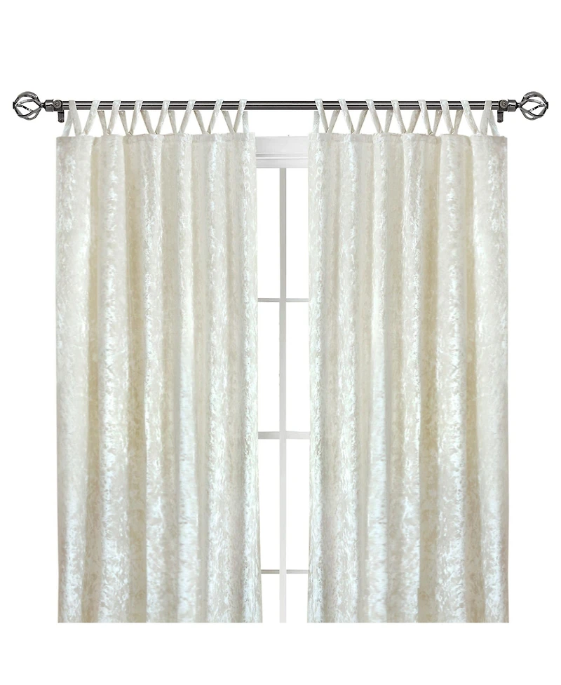 Kate Aurora Park Avenue 2 Piece Criss-Cross Tab Top Velvet Window Curtain Panels - in