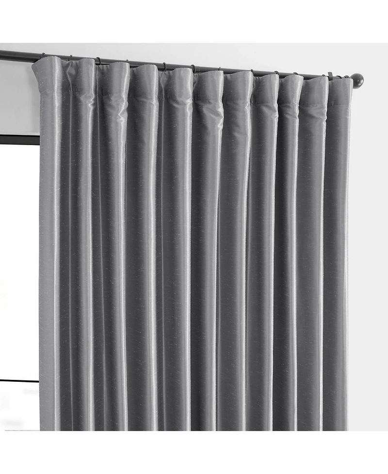 Half Price Drapes Silver Extra Wide Vintage Textured Faux Dupioni Silk Blackout Curtain