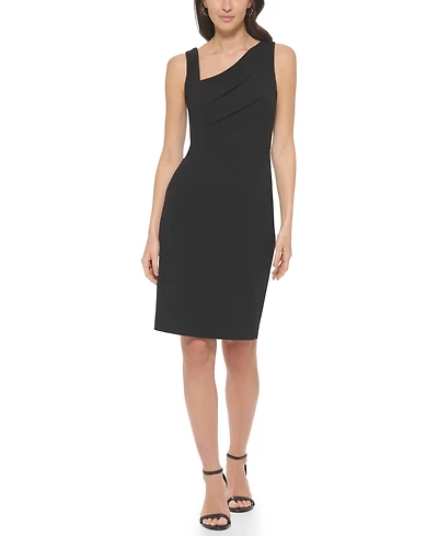 Calvin Klein Women's Asymmetric Scuba Sheath Dress