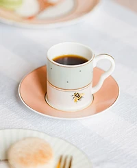 Yvonne Ellen Slogan Espresso Cups and Saucers, Set of 2