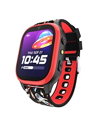 Playzoom 4 Kids Red and Black Print Leather Silicone Strap Smartwatch, 49mm