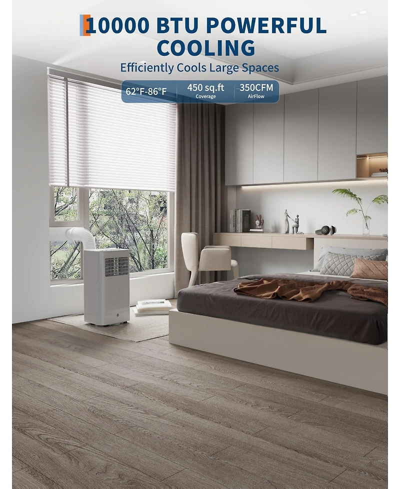 gaomon 8,000 Btu Portable Ac with Fan, Dehumidifier & Sleep Mode for Rooms Up to 350 Sq.Ft