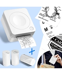 Polono Sticker Printer, PM230-a Mini Thermal Printer Bluetooth Portabel Sticker Maker with 3 Rolls of Paper, Print Pods Mini Printer with Multiple Tem