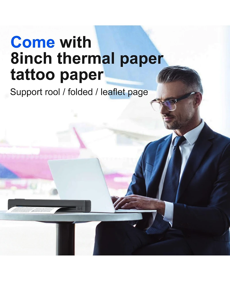 Nelko Portable Printer Wireless for Travel, D810-a Bluethooth Thermal Printer Support for 8.5"x11" Us Letter, Inkless Printer Compatible wit