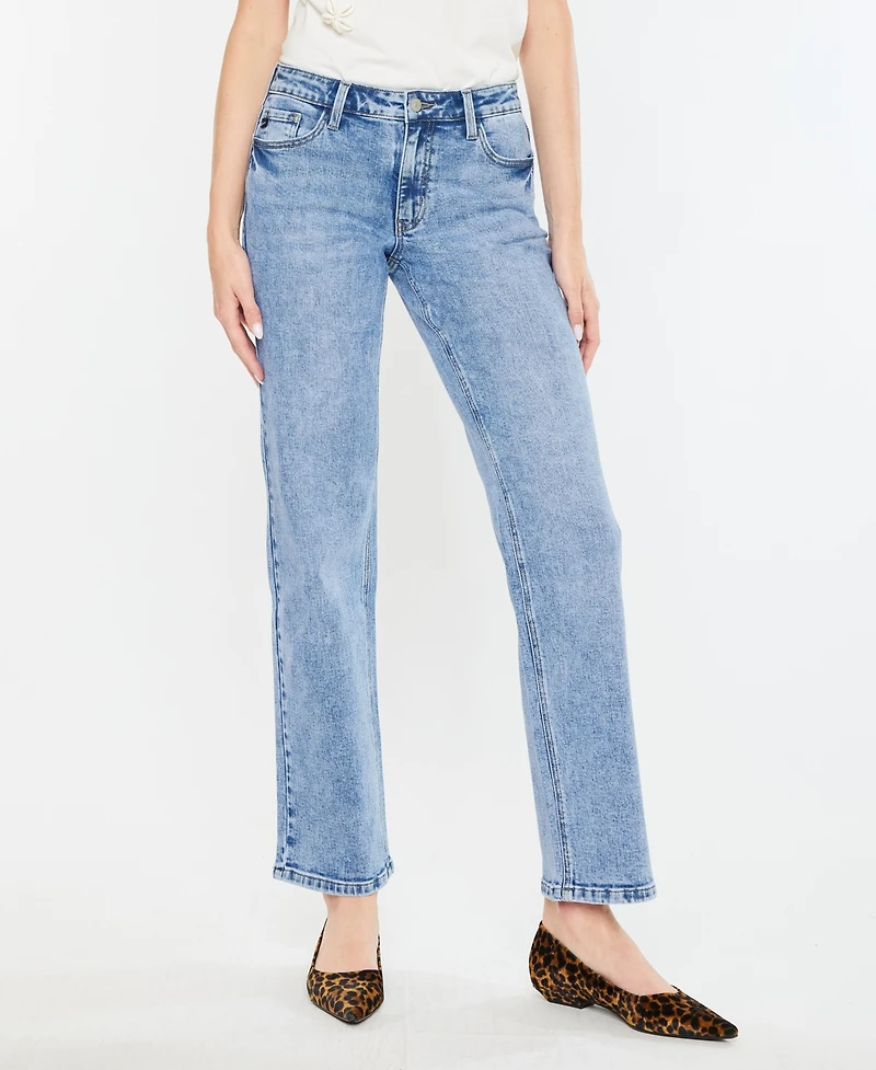 Kancan Women's Mid Rise True Straight Jeans
