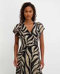 kensie Women's Printed Burnout Chiffon A-Line Dress