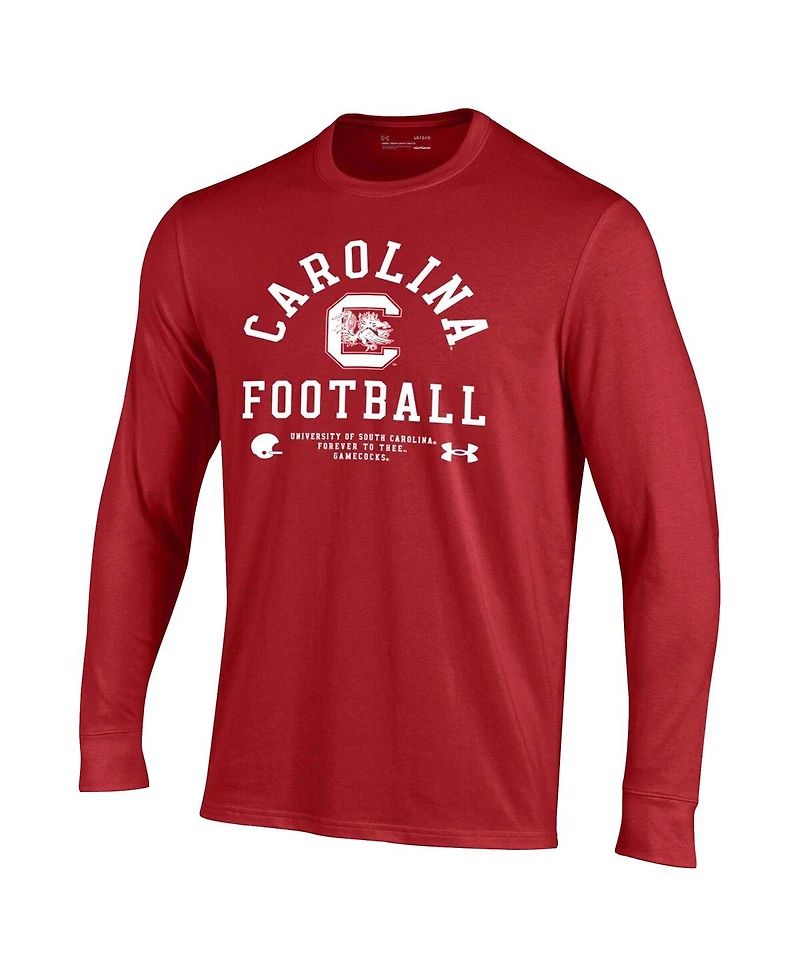 Under Armour Men's Garnet South Carolina Gamecocks 2025 Sideline Football Performance Cotton Long Sleeve T-Shirt