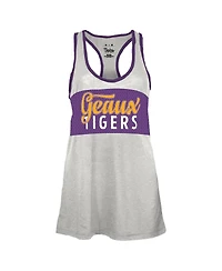 Pressbox Women's White/Purple Lsu Tigers Tracy Racerback Burnout Tank Top