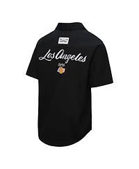 Mitchell & Ness Men's Black Los Angeles Lakers Hardwood Classics Camp Shirt