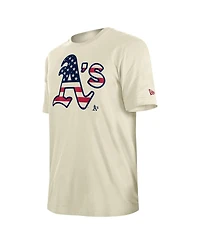 New Era Men's Cream Athletics Americana Flag Fill T-Shirt