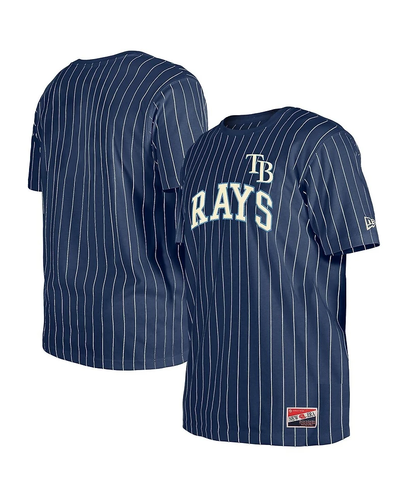 New Era Men's Navy Tampa Bay Rays Throwback Pinstripe T-Shirt