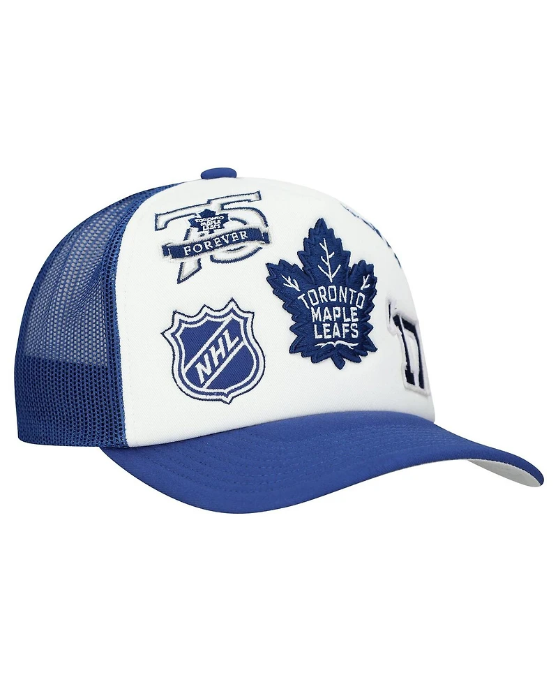Mitchell & Ness Men's White/Blue Toronto Maple Leaf's Gridlock Trucker Adjustable Hat