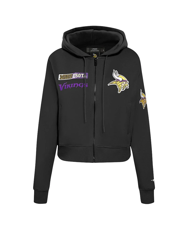 Pro Standard Women's Black Minnesota Vikings Split Logo Full-Zip Hoodie
