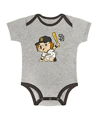 Outerstuff Big Boys and Girls Gray/White San Diego Padres 2-Pack Play Ball Bodysuit Set