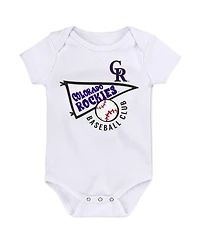 Outerstuff Big Boys and Girls Purple/White/Heather Gray Colorado Rockies Biggest Little Fan 3-Pack Bodysuit Set
