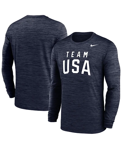 Nike Men's Navy Team Usa Training Velocity Long Sleeve Performance T-Shirt