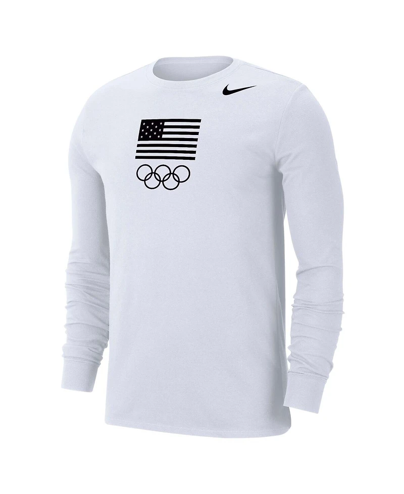 Nike Men's White Team Usa Performance Long Sleeve T-Shirt