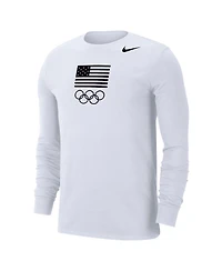 Nike Men's White Team Usa Performance Long Sleeve T-Shirt