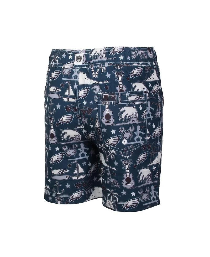 Wes & Willy Big Boys and Girls Midnight Green Philadelphia Eagles Luau Swim Trunks