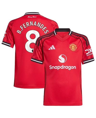 Adidas Big Boys and Girls Bruno Fernandes Red Manchester United Home 2025/26 Replica Player Jersey
